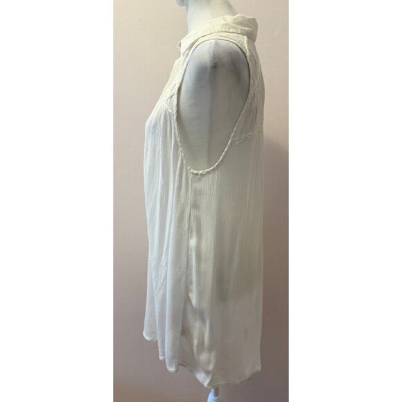 FREE PEOPLE Sleeveless Cotton Flowy Buton Down Tunic Aztec Lace Size S - Picture 3 of 5